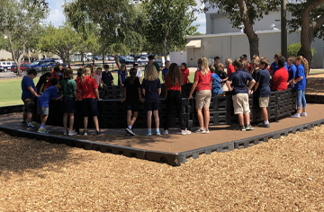 Gaga Ball Pit on a playground with People