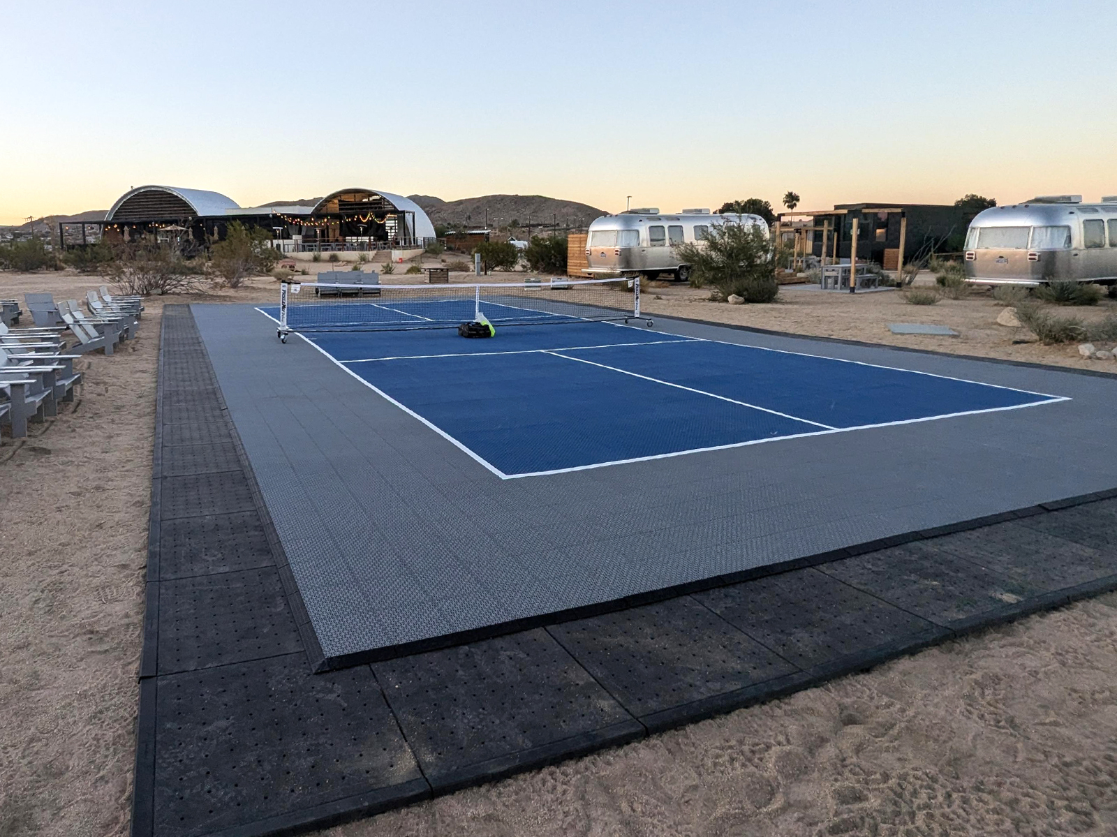 Portable Grey and Blue Pickleball Court