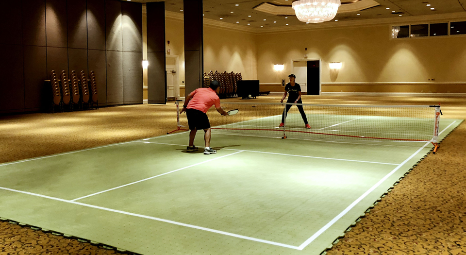 Green Pickleball Court in Ball Room