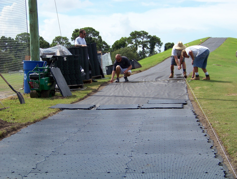 Ultra Base panels being installed on top of Geosynthetic Stabilization Fabric