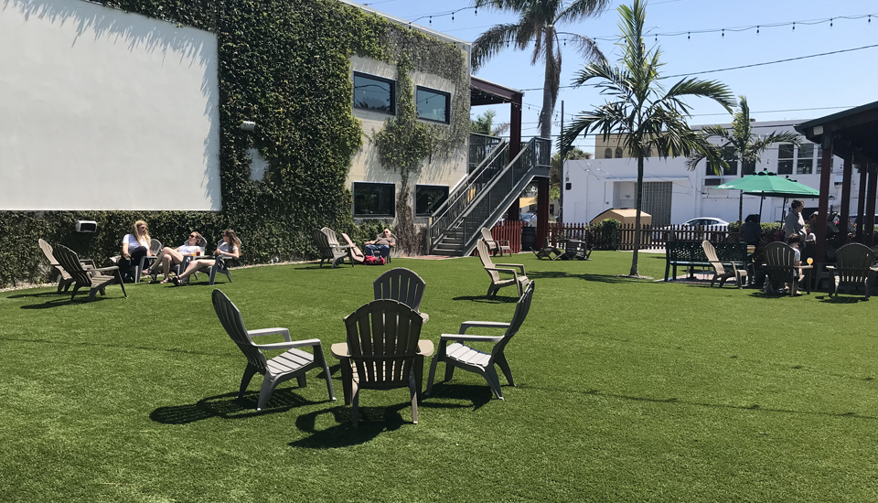 image of artificial grass on ultra base system in apartment complex courtyard