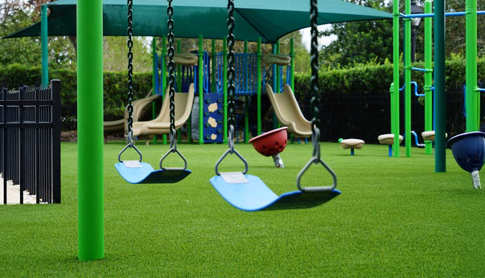 image of artificial grass on ultra base system on a commercial playground