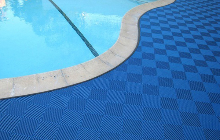 Swisstrax tile around a pool