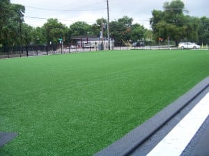 seam of newly installed artificial turf
