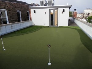 complete artificial turf rooftop golf putting green installation