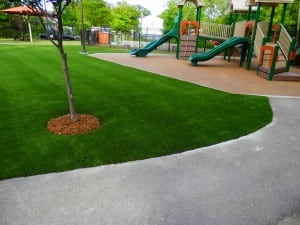 finished synthetic turf playground edge
