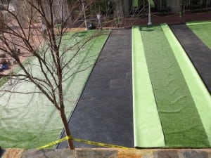 artificial turf is folded over ultrabasesystems panels