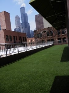artificial green space on rooftop balcony