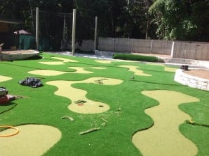 artificial turf mini golf course layout completed