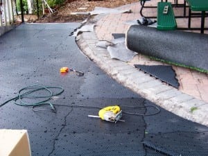 cut ultrabasesystems panels around existing pavers