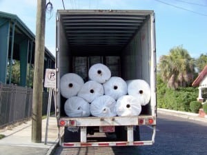 truckload of artificial grass arrives at academy prep