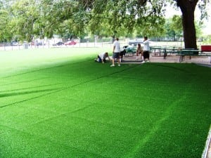 artificial grass loosely laid on ultrabasesystems panels