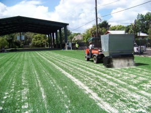 full view of artificial grass field with sand infill