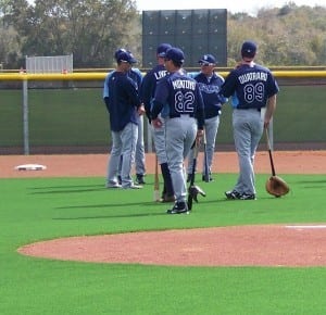 tampa bay rays and coach on practice field