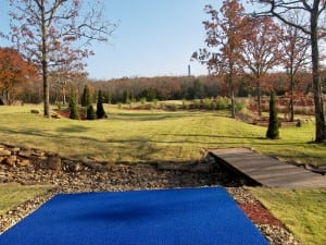 blue outdoor putting green tee line at snag golf course