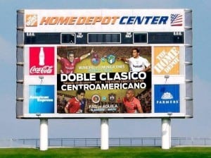 home depot center sign with the doble clasico game sign