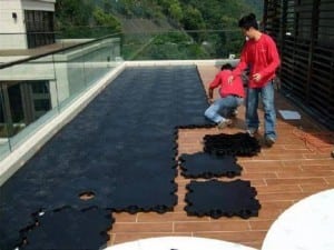 base panel system installed for Hong Kong rooftop putting green