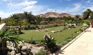 completed large rooftop putting green with landscaping