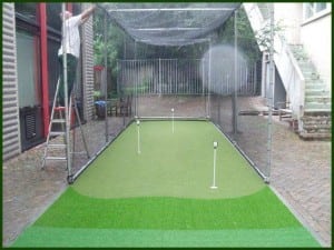 backyard putting green with net