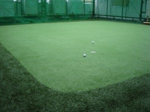 large square putting green installation with fringe