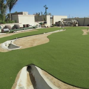 rooftop putting green installation before landscaping is installed