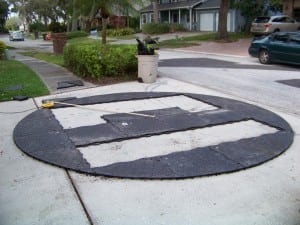ultrabasesystems champion panel cut in circular shape for paver installation
