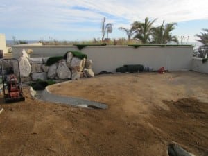 cleared site for artificial turf rooftop golf installation