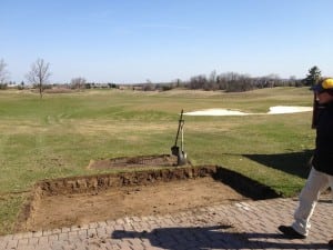 excavated dirt area for Beacon Hall Golf Club tee line turf installation