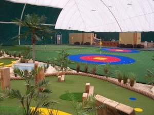 mini golf course inside sports dome