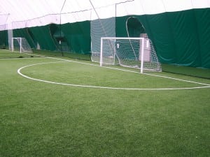 goal view of indoor soccer field
