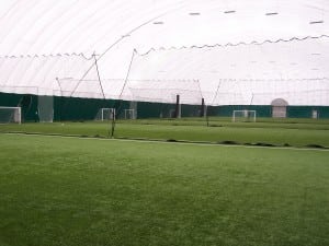 divided indoor soccer fields in sports dome