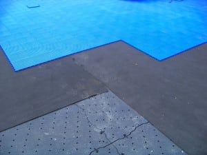 sport court tiles on top of fabric on top of ultrabasesystems base panels