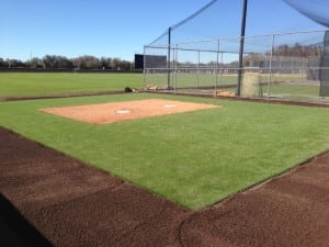 wide view of completed baseball field turf installation for Tampa Spring training complex
