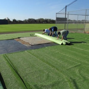 team rolls out artificial turf for Tampa Spring training complex