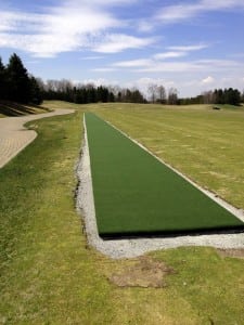 completed golf tee line turf installation at Beacon Hall
