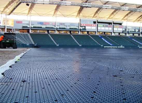 Base for artificial grass soccer field